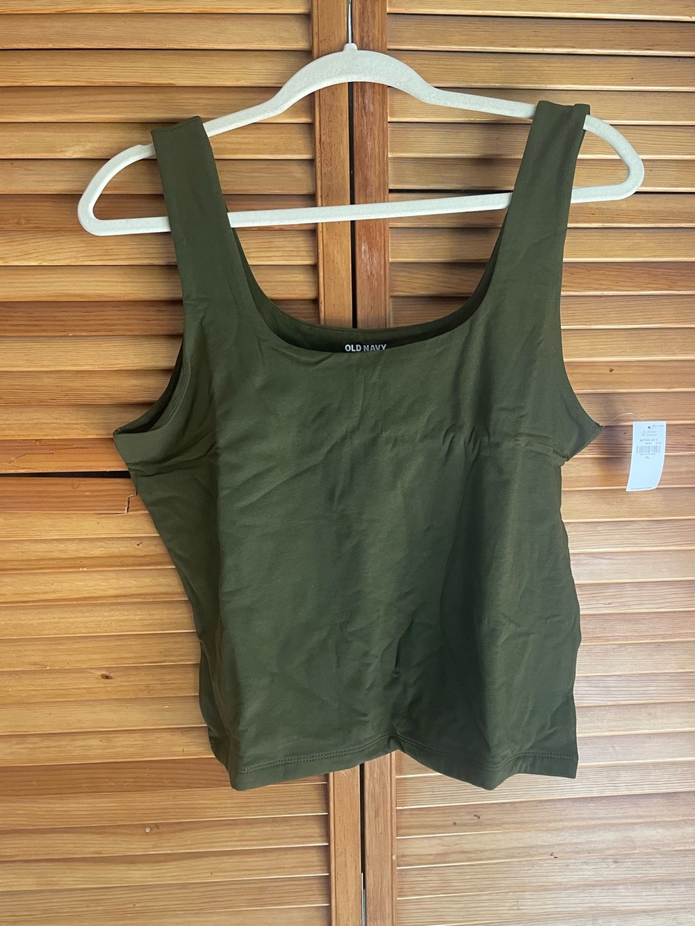 Old Navy Dark Green Cotton Stretch Double-Layer Tank Top. Women’s XL - Picture 3 of 6